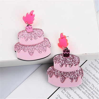 1 Pair Simple Style Cake Arylic Patchwork Women's Drop Earrings