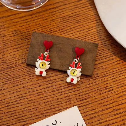 1 Pair Simple Style Cartoon Antlers Opal Drop Earrings