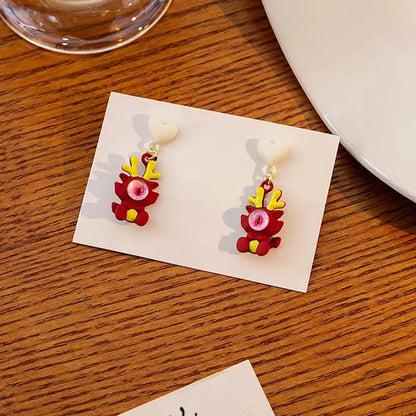 1 Pair Simple Style Cartoon Antlers Opal Drop Earrings