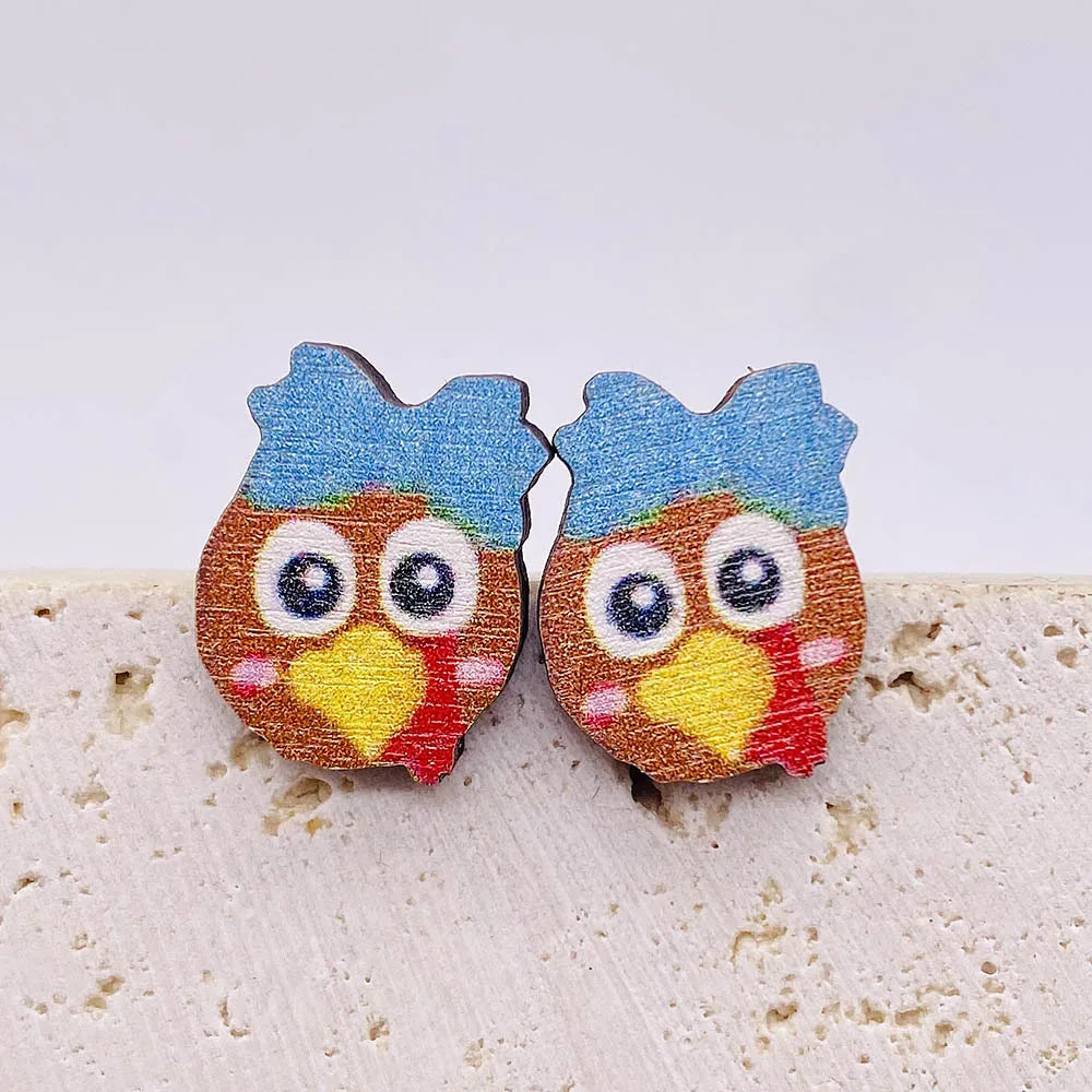 1 Pair Simple Style Cartoon Character Fruit Wood Ear Studs