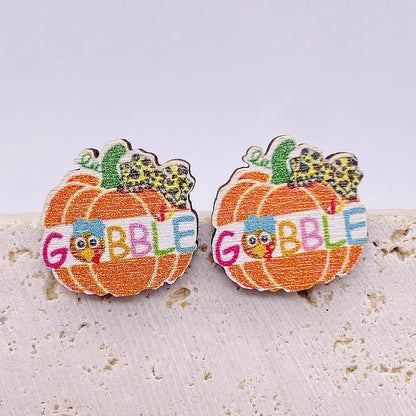 1 Pair Simple Style Cartoon Character Fruit Wood Ear Studs