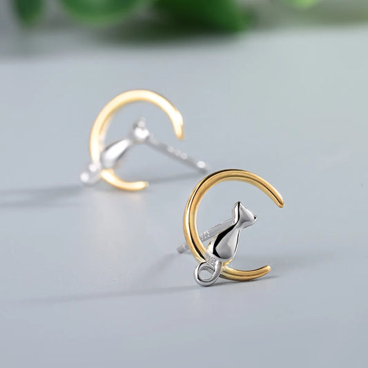 1 Pair Simple Style Cat Sterling Silver Plating Ear Studs