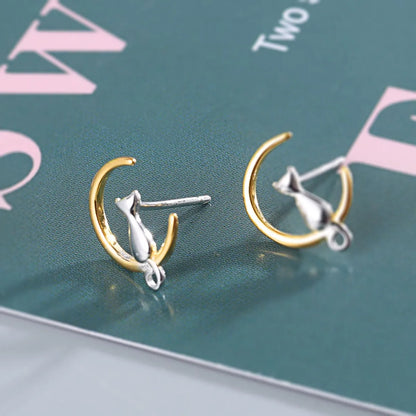 1 Pair Simple Style Cat Sterling Silver Plating Ear Studs