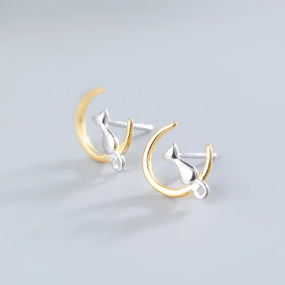 1 Pair Simple Style Cat Sterling Silver Plating Ear Studs