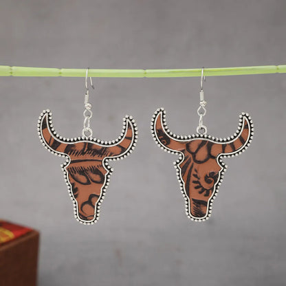 1 Pair Simple Style Cattle Alloy Drop Earrings