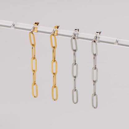 1 Pair Simple Style Chain Plating 304 Stainless Steel 18K Gold Plated Drop Earrings