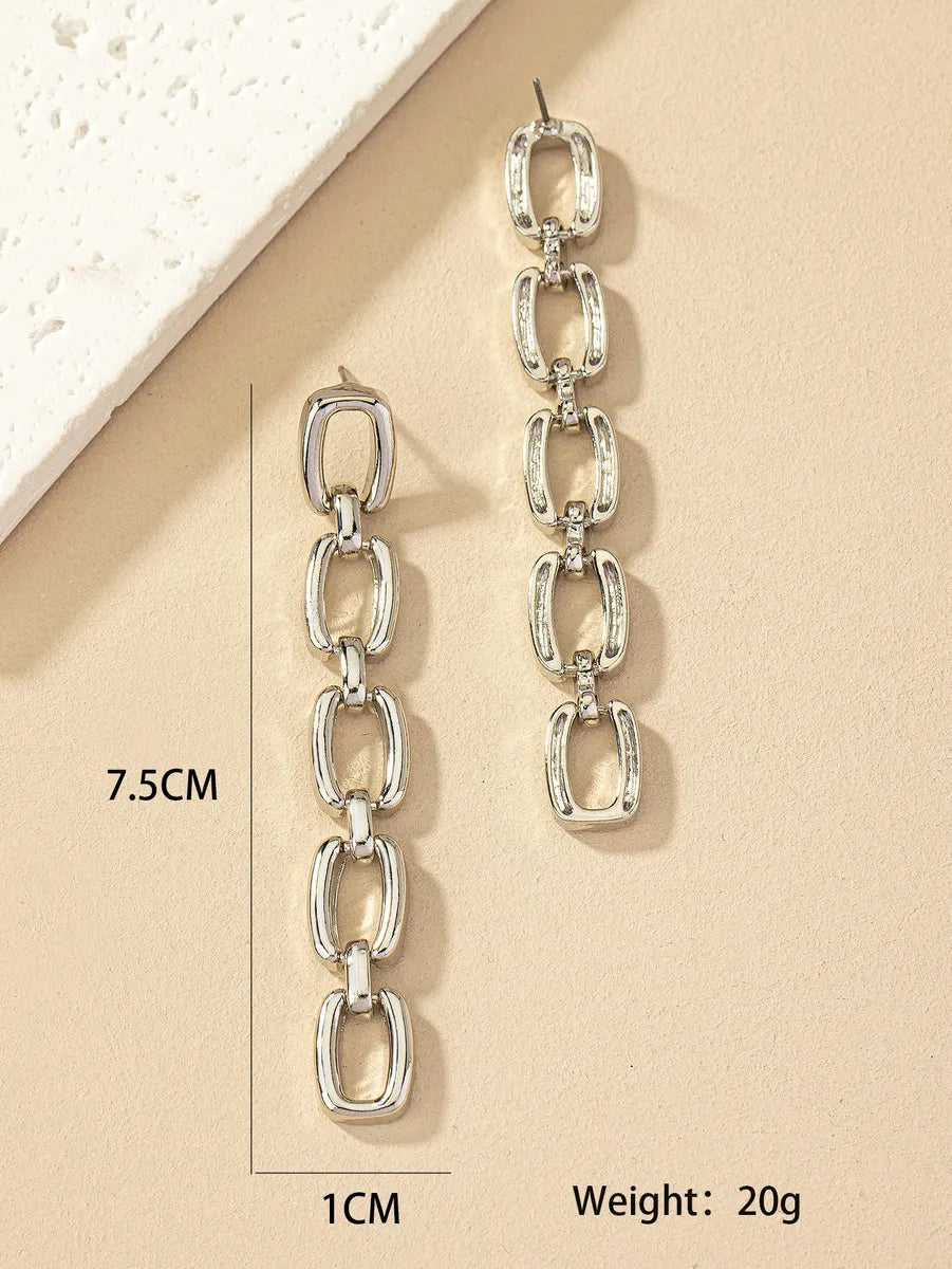 1 Pair Simple Style Chain Plating Alloy Gold Plated Drop Earrings