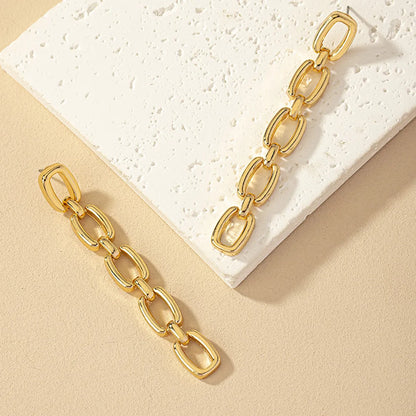 1 Pair Simple Style Chain Plating Alloy Gold Plated Drop Earrings