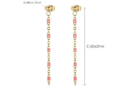 1 Pair Simple Style Chain Plating Chain Stainless Steel 18K Gold Plated Drop Earrings