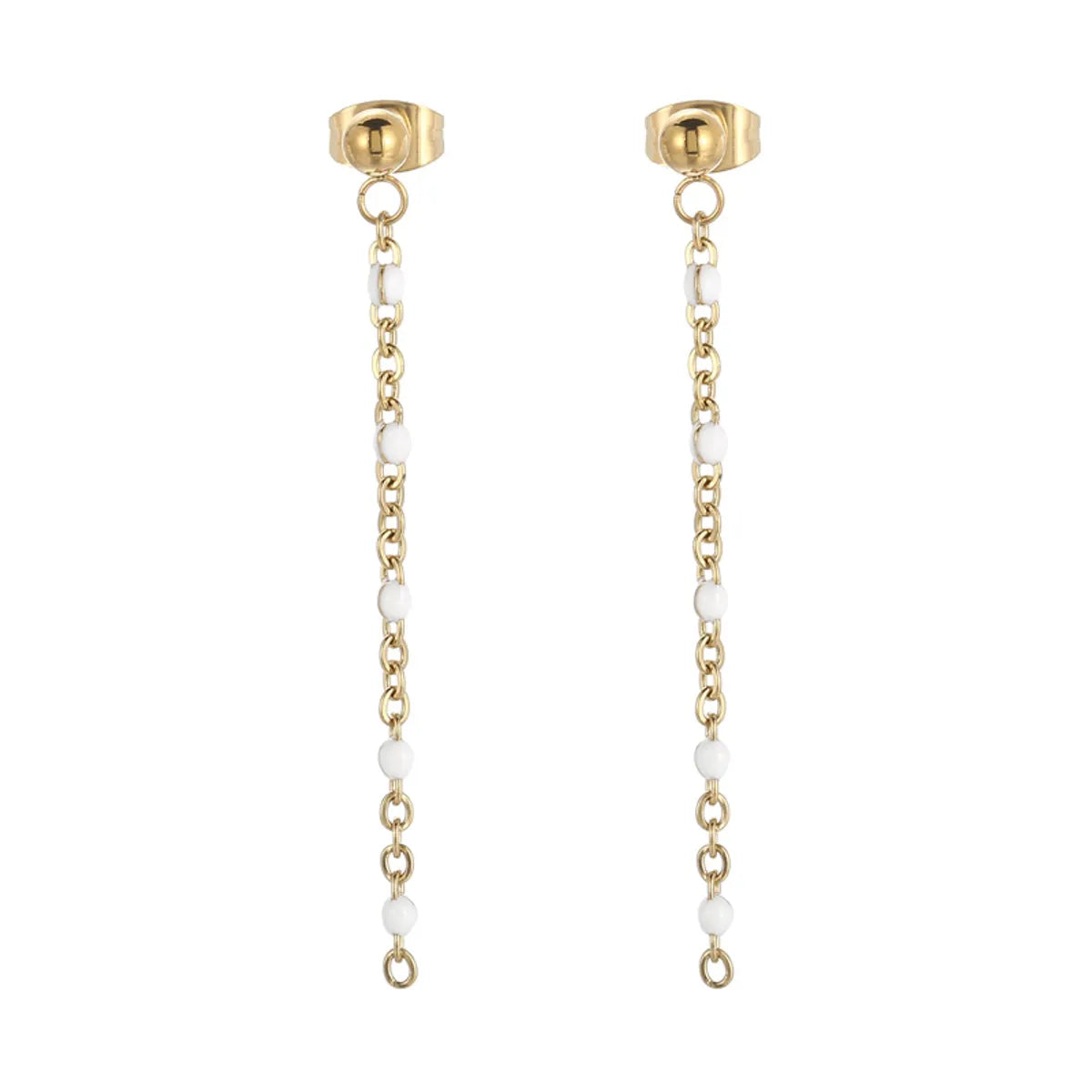 1 Pair Simple Style Chain Plating Chain Stainless Steel 18K Gold Plated Drop Earrings