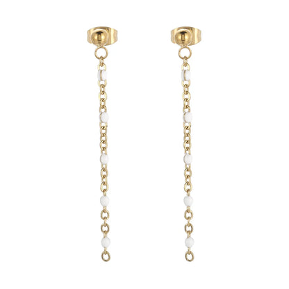 1 Pair Simple Style Chain Plating Chain Stainless Steel 18K Gold Plated Drop Earrings