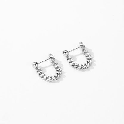 1 Pair Simple Style Chain Plating Sterling Silver Rhodium Plated Ear Studs