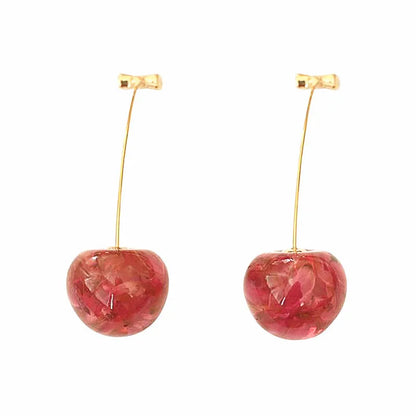 1 Pair Simple Style Cherry Alloy Patchwork Women'S Drop Earrings