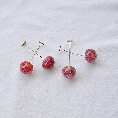 1 Pair Simple Style Cherry Alloy Patchwork Women's Drop Earrings