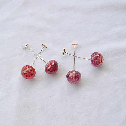 1 Pair Simple Style Cherry Alloy Patchwork Women'S Drop Earrings