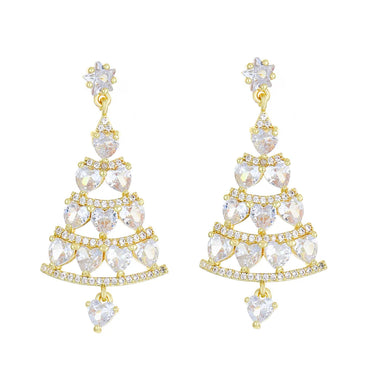 1 Pair Simple Style Christmas Tree Plating Inlay Alloy Copper Zircon Drop Earrings