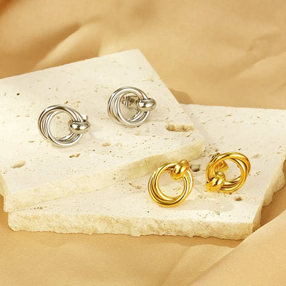 1 Pair Simple Style Circle 304 Stainless Steel 18K Gold Plated Ear Studs