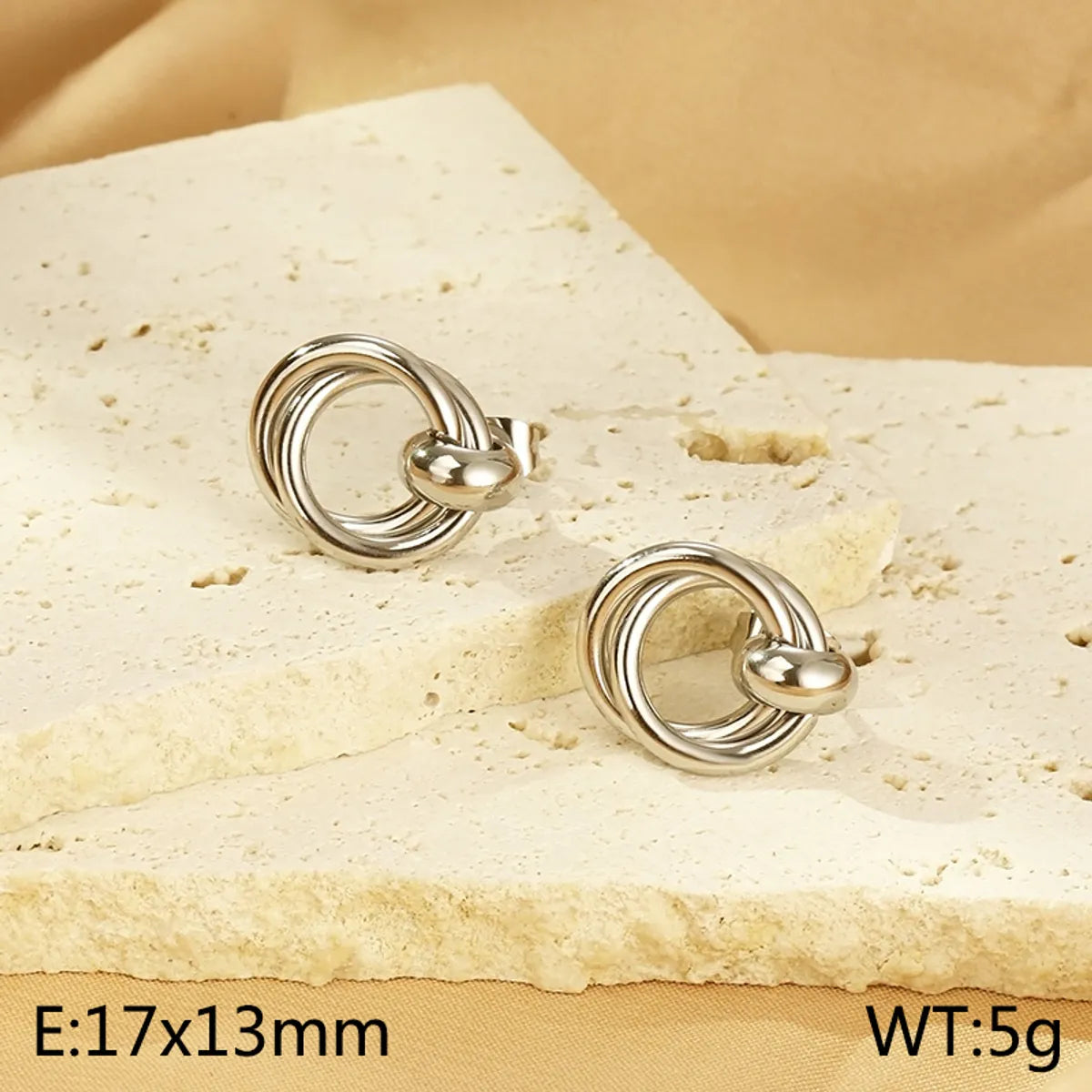 1 Pair Simple Style Circle 304 Stainless Steel 18K Gold Plated Ear Studs