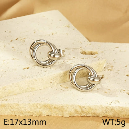 1 Pair Simple Style Circle 304 Stainless Steel 18K Gold Plated Ear Studs