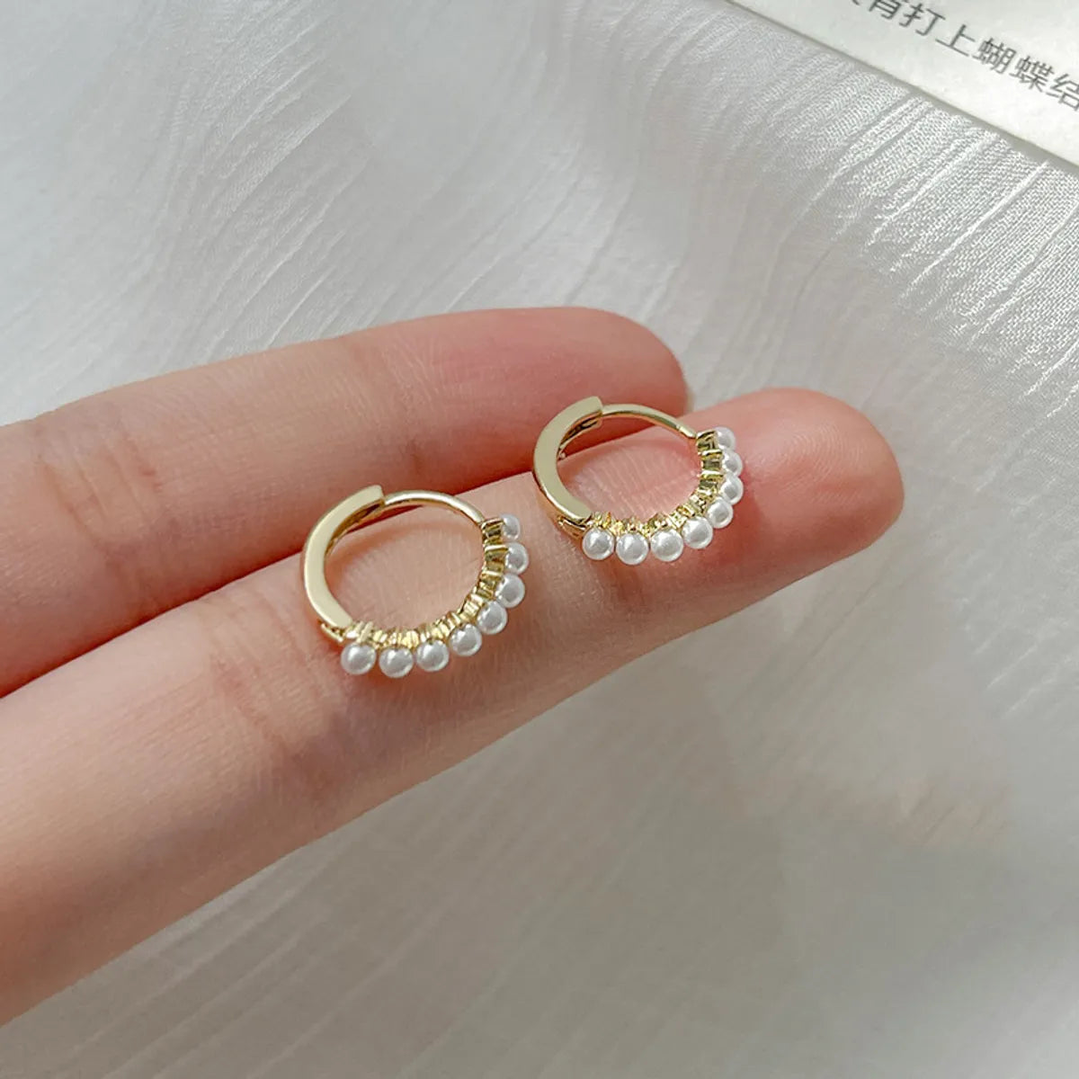 1 Pair Simple Style Circle Copper Plating Inlay Pearl 14k Gold Plated Earrings