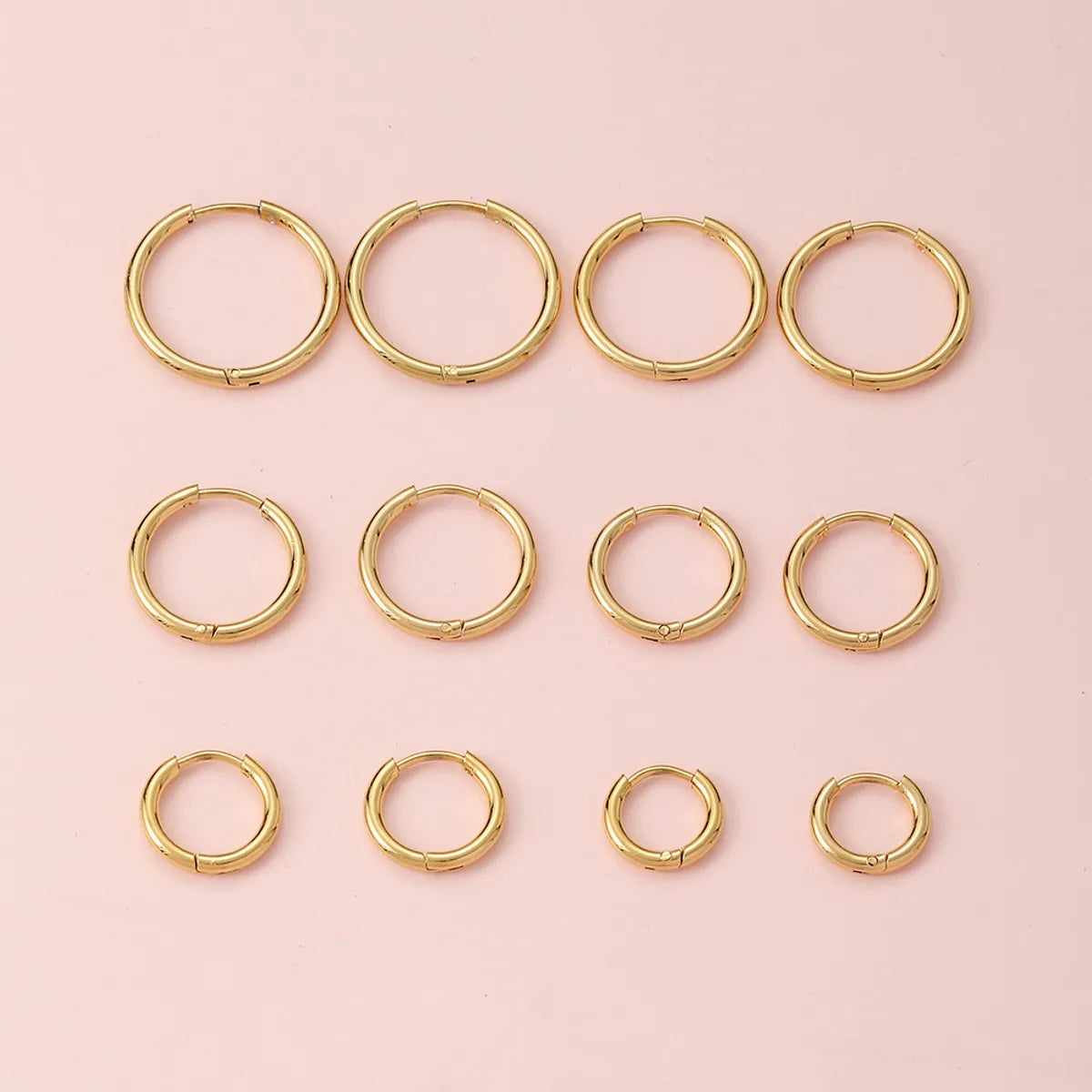 1 Pair Simple Style Circle Metal Gold Plated Women's Hoop Earrings