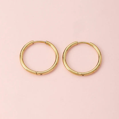 1 Pair Simple Style Circle Metal Gold Plated Women's Hoop Earrings