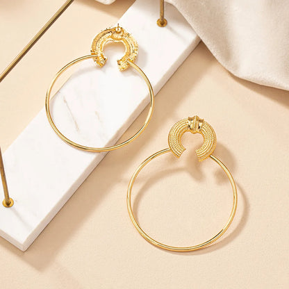 1 Pair Simple Style Circle Plating Alloy Gold Plated Hoop Earrings