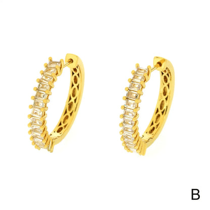 1 Pair Simple Style Circle Plating Inlay Copper Zircon 18k Gold Plated Hoop Earrings