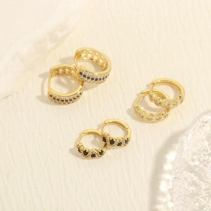 1 Pair Simple Style Circle Plating Inlay Copper Zircon 18k Gold Plated Hoop Earrings