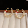 1 Pair Simple Style Circle Plating Inlay Copper Zircon Gold Plated Hoop Earrings