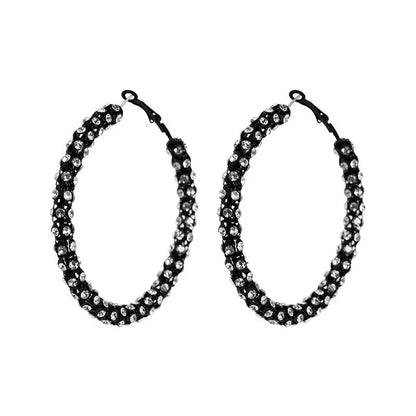 1 Pair Simple Style Circle Plating Inlay Metal Rhinestones Hoop Earrings