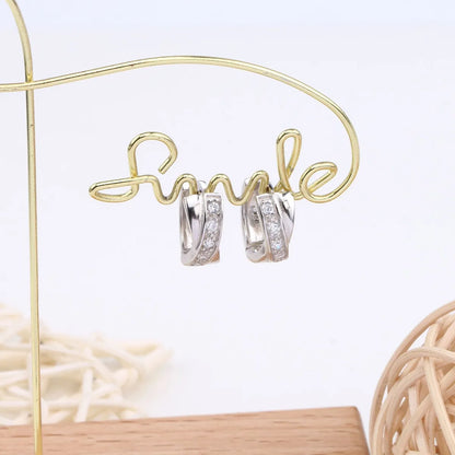 1 Pair Simple Style Circle Plating Inlay Sterling Silver Zircon White Gold Plated Gold Plated Earrings