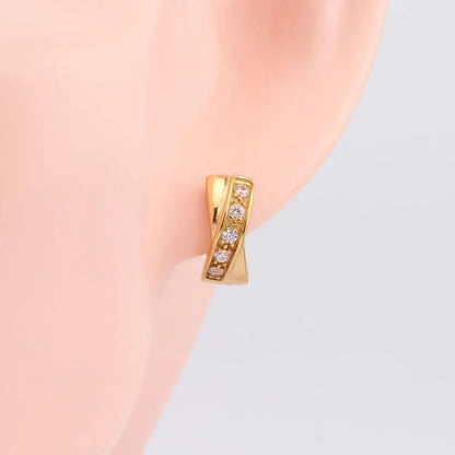 1 Pair Simple Style Circle Plating Inlay Sterling Silver Zircon White Gold Plated Gold Plated Earrings