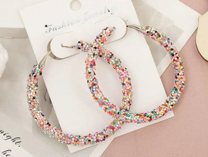 1 Pair Simple Style Circle Plating Sequin Metal Hoop Earrings