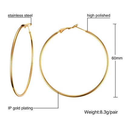 1 Pair Simple Style Circle Plating 304 Stainless Steel Earrings