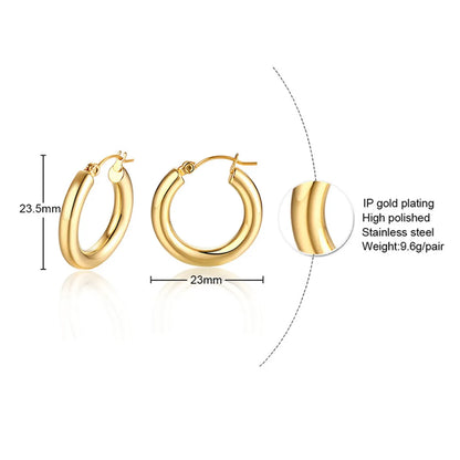 1 Pair Simple Style Circle Plating 304 Stainless Steel Earrings