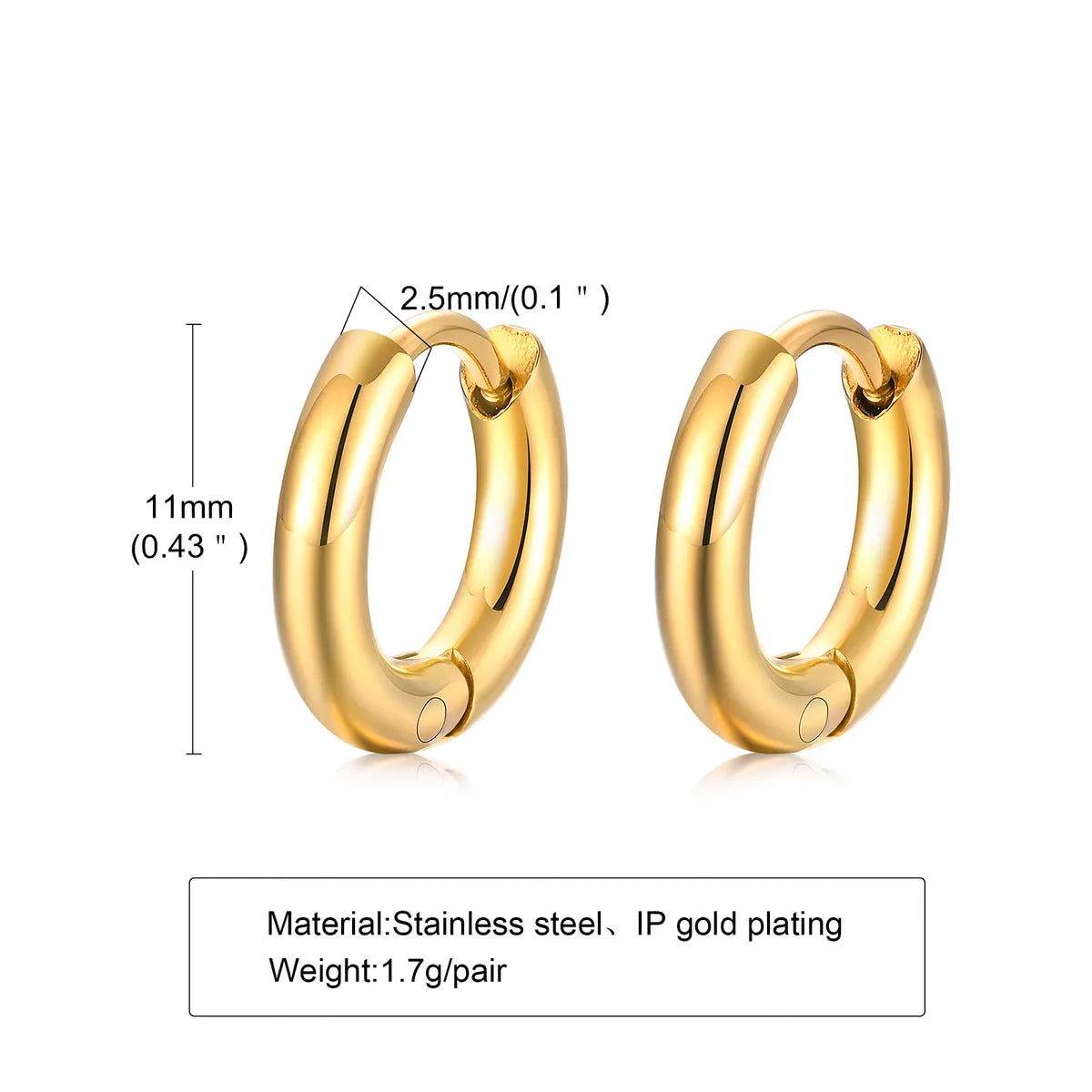 1 Pair Simple Style Circle Plating 304 Stainless Steel Earrings