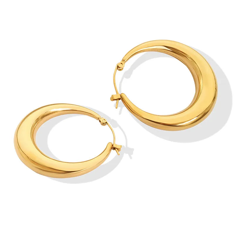 1 Pair Simple Style Circle Plating Stainless Steel Gold Plated Hoop Earrings