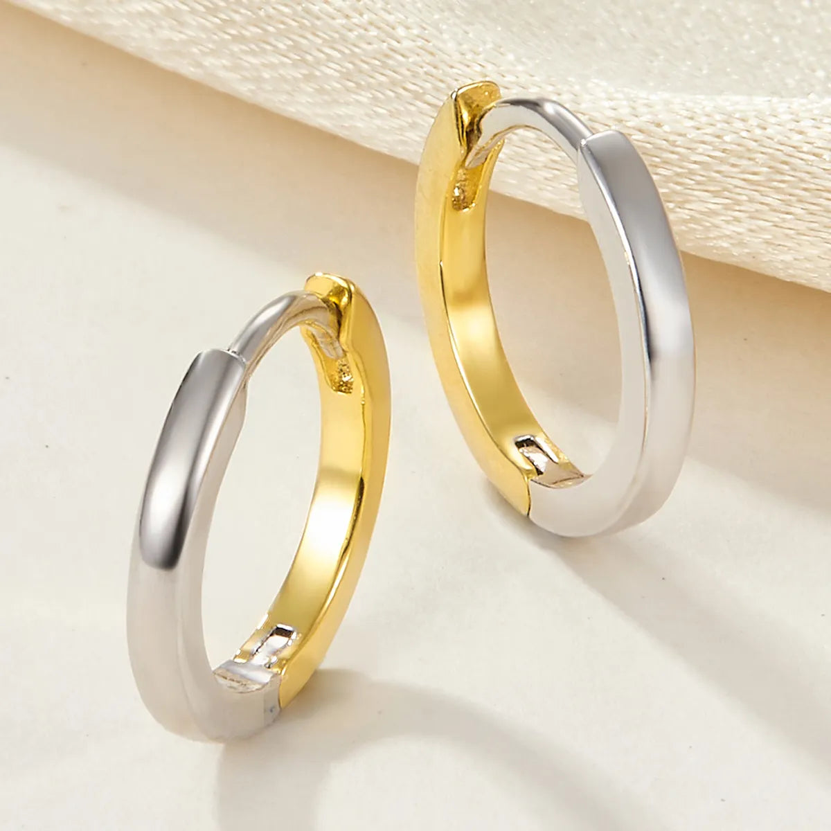 1 Pair Simple Style Circle Plating Sterling Silver 18K Gold Plated White Gold Plated Earrings