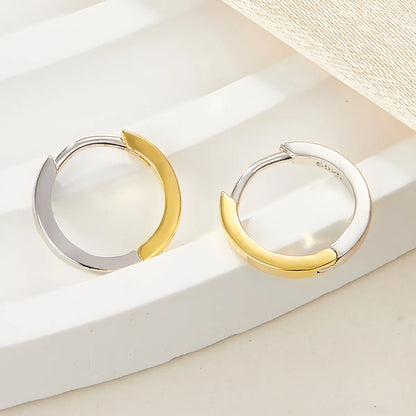 1 Pair Simple Style Circle Plating Sterling Silver 18K Gold Plated White Gold Plated Earrings