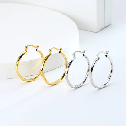 1 Pair Simple Style Circle Plating Sterling Silver Earrings