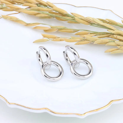 1 Pair Simple Style Circle Plating Sterling Silver White Gold Plated Gold Plated Drop Earrings