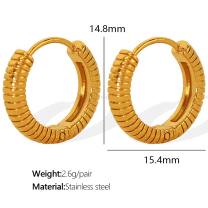 1 Pair Simple Style Circle Plating Titanium Steel 18K Gold Plated Earrings