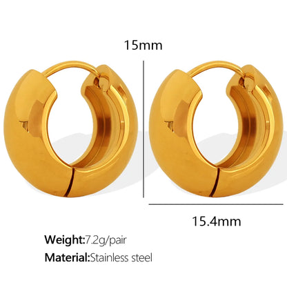 1 Pair Simple Style Circle Plating Titanium Steel 18K Gold Plated Earrings