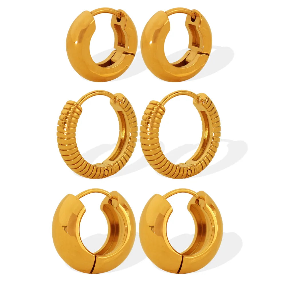 1 Pair Simple Style Circle Plating Titanium Steel 18K Gold Plated Earrings