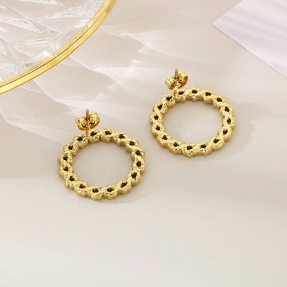 1 Pair Simple Style Circle Solid Color 304 Stainless Steel 18K Gold Plated Ear Studs