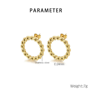 1 Pair Simple Style Circle Solid Color 304 Stainless Steel 18K Gold Plated Ear Studs