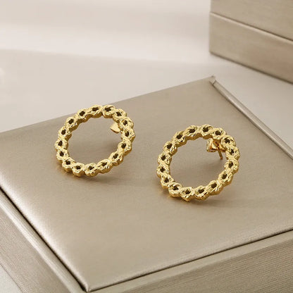 1 Pair Simple Style Circle Solid Color 304 Stainless Steel 18K Gold Plated Ear Studs