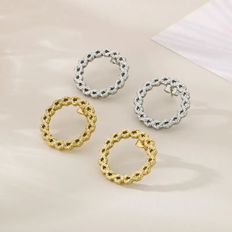 1 Pair Simple Style Circle Solid Color 304 Stainless Steel 18K Gold Plated Ear Studs