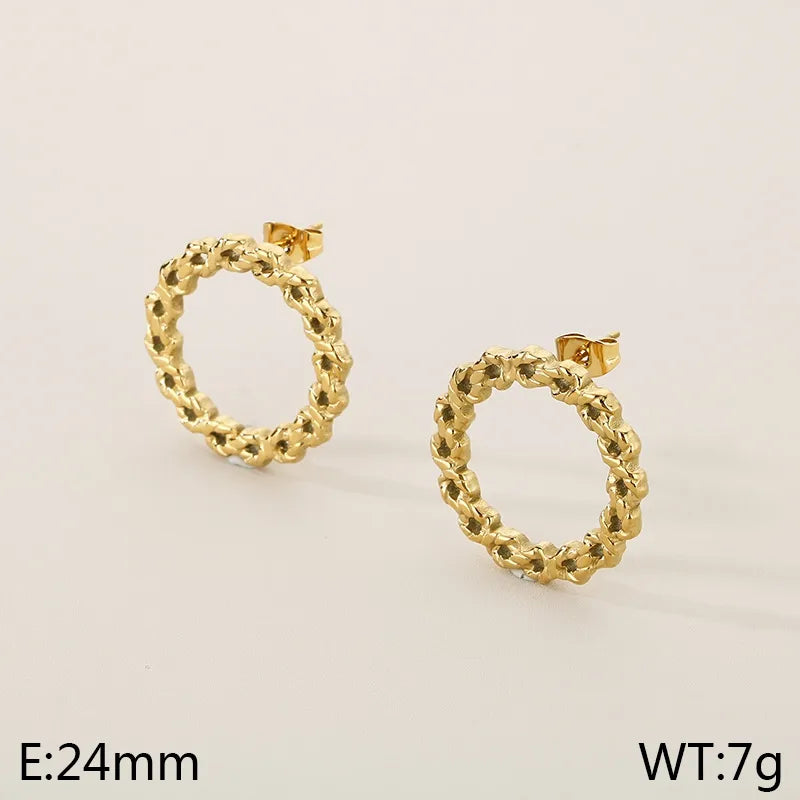 1 Pair Simple Style Circle Solid Color 304 Stainless Steel 18K Gold Plated Ear Studs